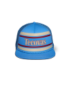 Front view of Retro 5-Panel High Pro Flat Brim Trucker - Blue on plain background