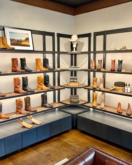 Boot wall in the Tecovas store in Southlake Town Square