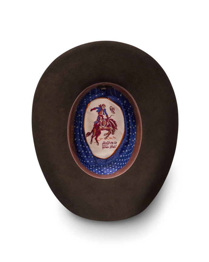 Inside view of Cattleman Fur Cowboy Hat - Umber on plain background