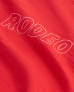 Closeup view of Women's Vintage Ringer Tee - Poinsettia/Bone
