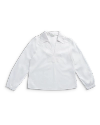 Front view of Women's L/S Embroidered Cotton Popover Top - White on plain background