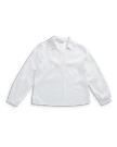 Front view of Women's L/S Embroidered Cotton Popover Top - White on plain background