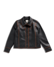 Front view of Women's Leather Jacket - Black on plain background