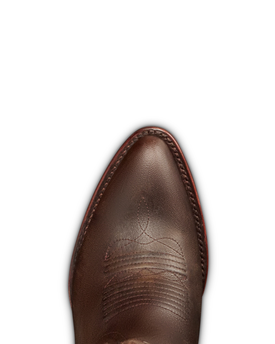 Toe view of The Abby - Mocha Goat on plain background