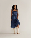 Full view of Women’s Bandana Midi Skirt - Navy on model