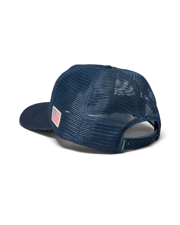 Quarterback view of Tecovas American Trucker - Washed Navy on plain background