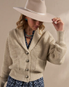 Closeup detail view of Women's Shawl Collar Cardigan Sweater - Natural