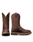 Pair view of The LH WP Round Comp Toe Work Boot - Tobacco Cowhide on plain background