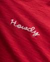 Closeup view of Women's Vintage Ringer Tee - Red/White