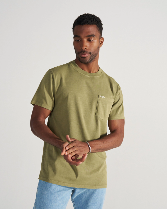Closeup detail view of Men's Standard Issue Pocket T-Shirt - Washed Sage