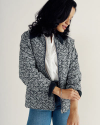 Front view of Women's Liner Jacket - Black / White on model