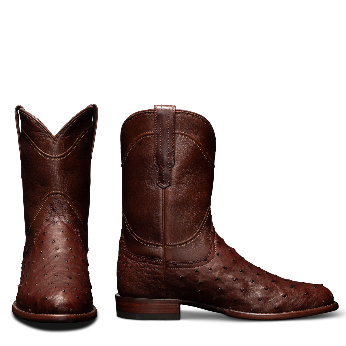 Men's Ostrich Roper Boots | The Duke - Mahogany | Tecovas