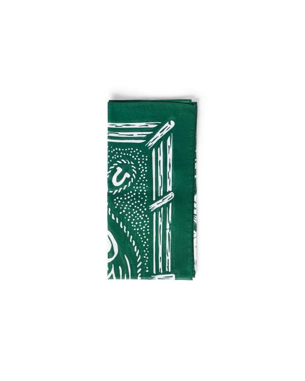 Folded view of Gameday Bandana - Green on plain background