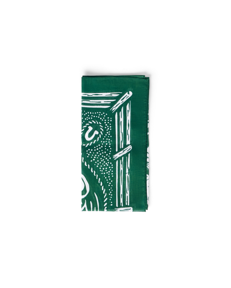 Folded view of Gameday Bandana - Green on plain background