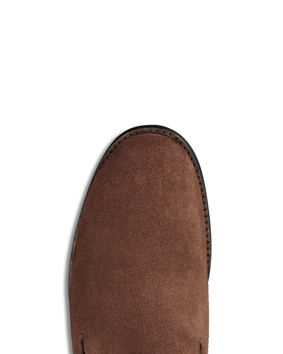 Toe view of The Monterrey - Earth Cowhide on plain background