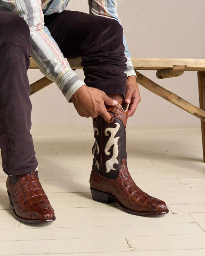 View of Men's Birthday Boot IX - Dark Cognac / Bone