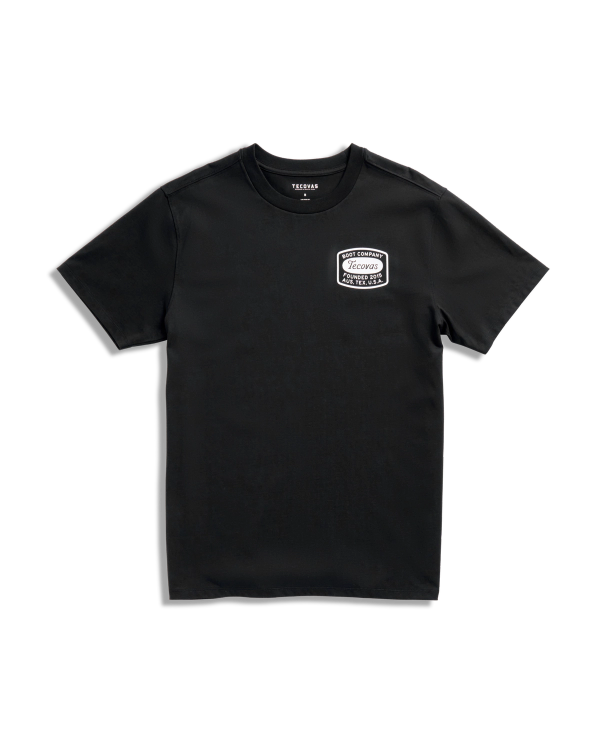 Front view of Men's Boot Company Tee - Black / Bone on plain background