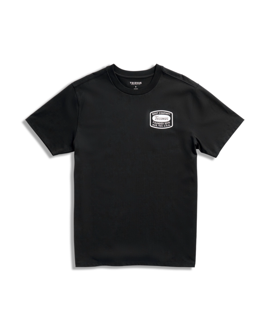 Front view of Men's Boot Company Tee - Black / Bone on plain background