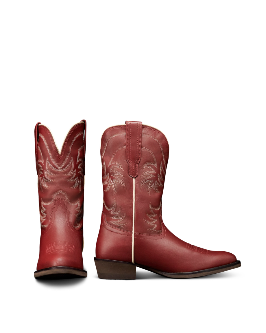 Pair view of The Annie Kid - Scarlet Cowhide on plain background