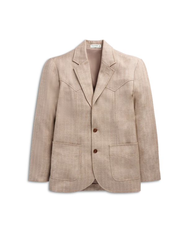 Front view of Men's Western Blazer - Khaki on plain background