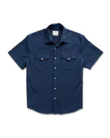 Men's Western Denim Pearl Snap Shirt - Classic Cowboy Style Short Sleeve Button Down