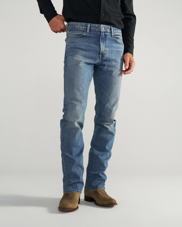 View of Men's Slim Straight Stretch Denim - Medium Light