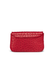 Back view of Ostrich Flap Shoulder Bag - Barn Red on plain background