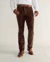 Front view of Men's Slim Straight Stretch Corduroy - Brown on model