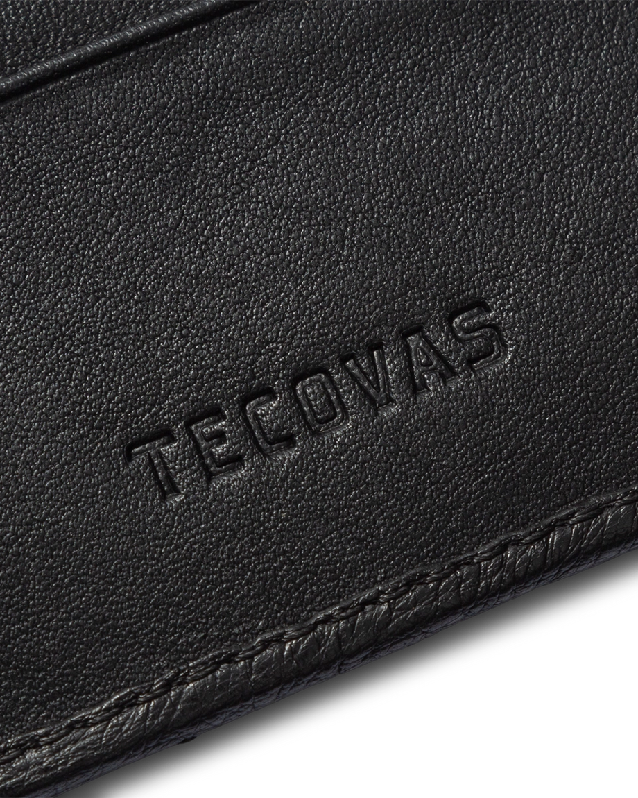 Closeup detail view of Ostrich Billfold - Midnight