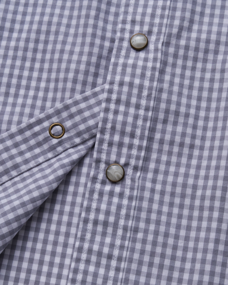 Men's Sawtooth Short Sleeve Pearl Snap - Gray/White Gingham | Tecovas