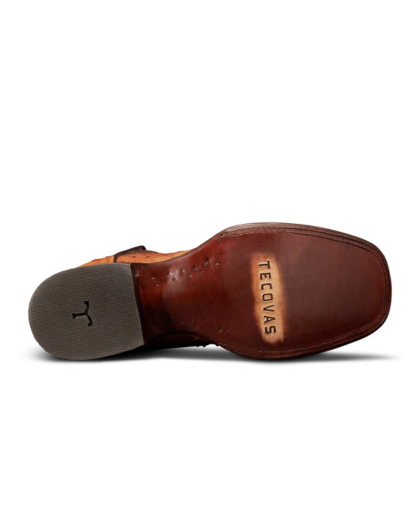 Sole view of The Emmitt II - Pecan Ostrich on plain background