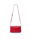 Front view of Ostrich Flap Shoulder Bag - Barn Red on plain background