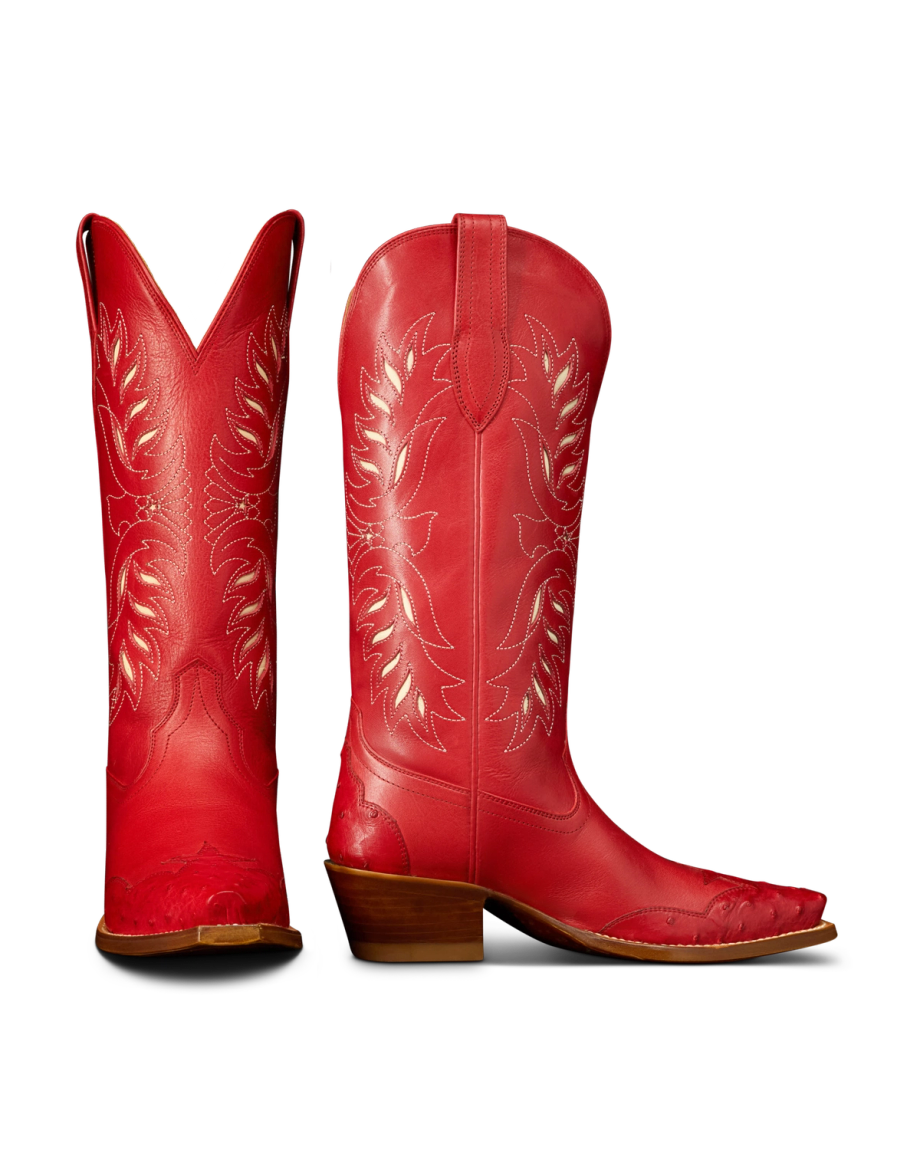 Pair view of The Annie Eagle - Barn Red Cowhide on plain background
