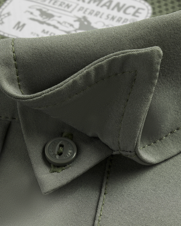 Closeup detail view of Men's Performance Western Pearl Snap - Cactus
