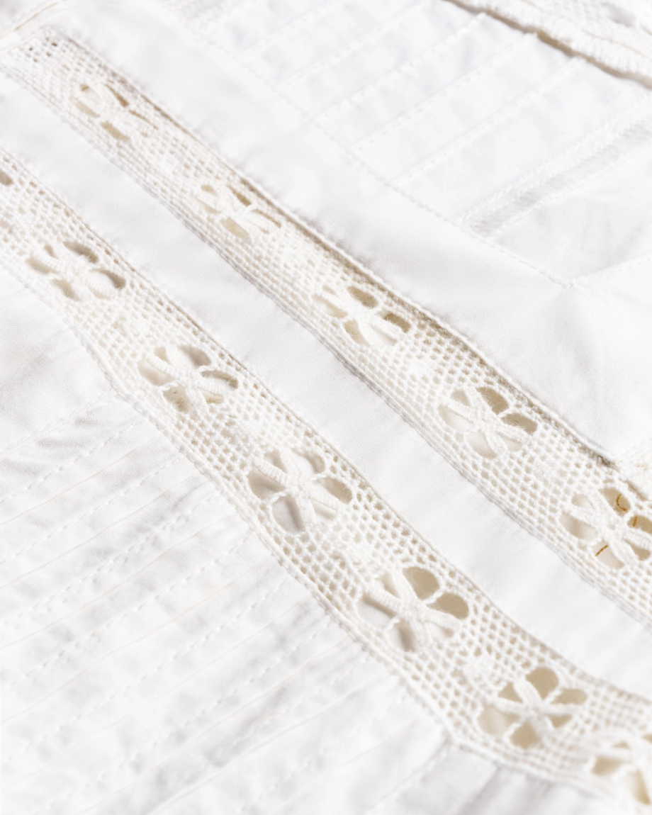 Closeup view of Women's Cotton Poplin Top - White