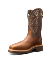 Quarterfront view of LongHaul Waterproof Square Composite Toe Work Boot - Saddle / Fossil on plain background