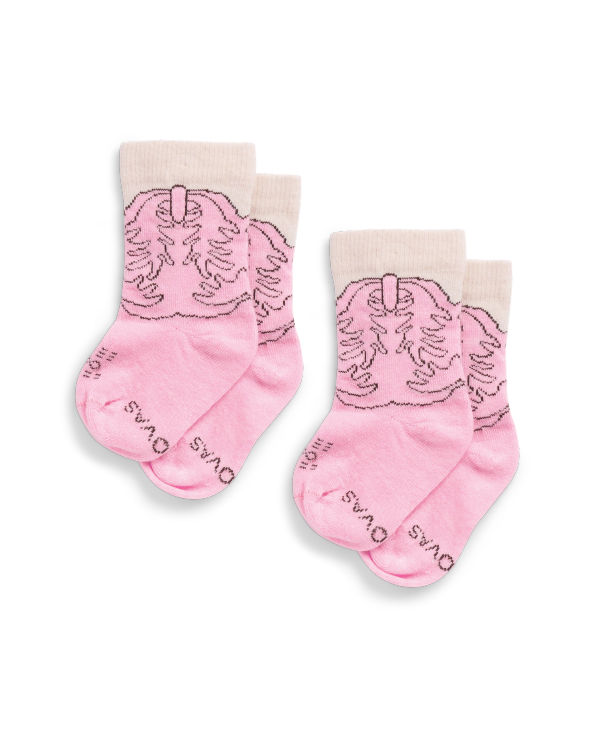 Front view of Baby Cowgirl Socks (2-Pack) - Light Pink on plain background