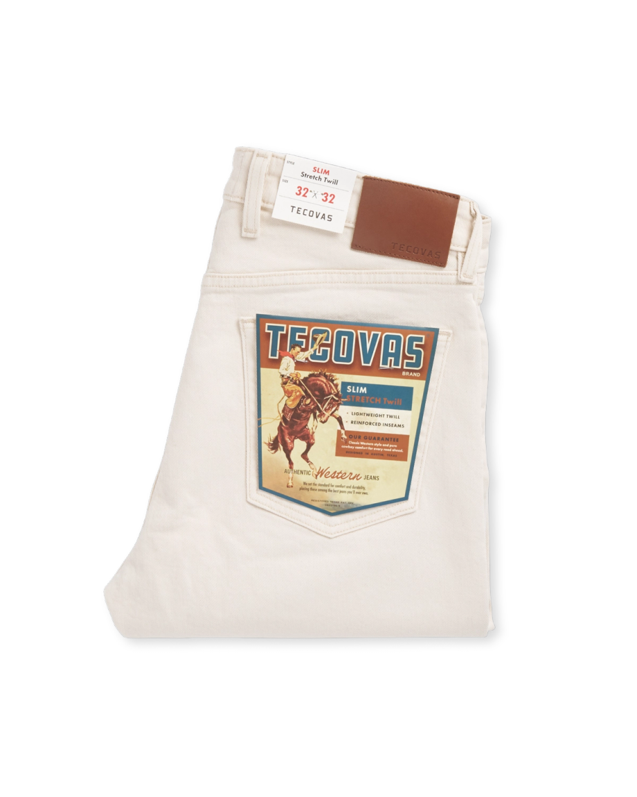 Folded view of Men's Slim Stretch Twill - Light Sand on plain background