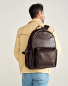 View of Men's Leather Backpack - Dark Brown