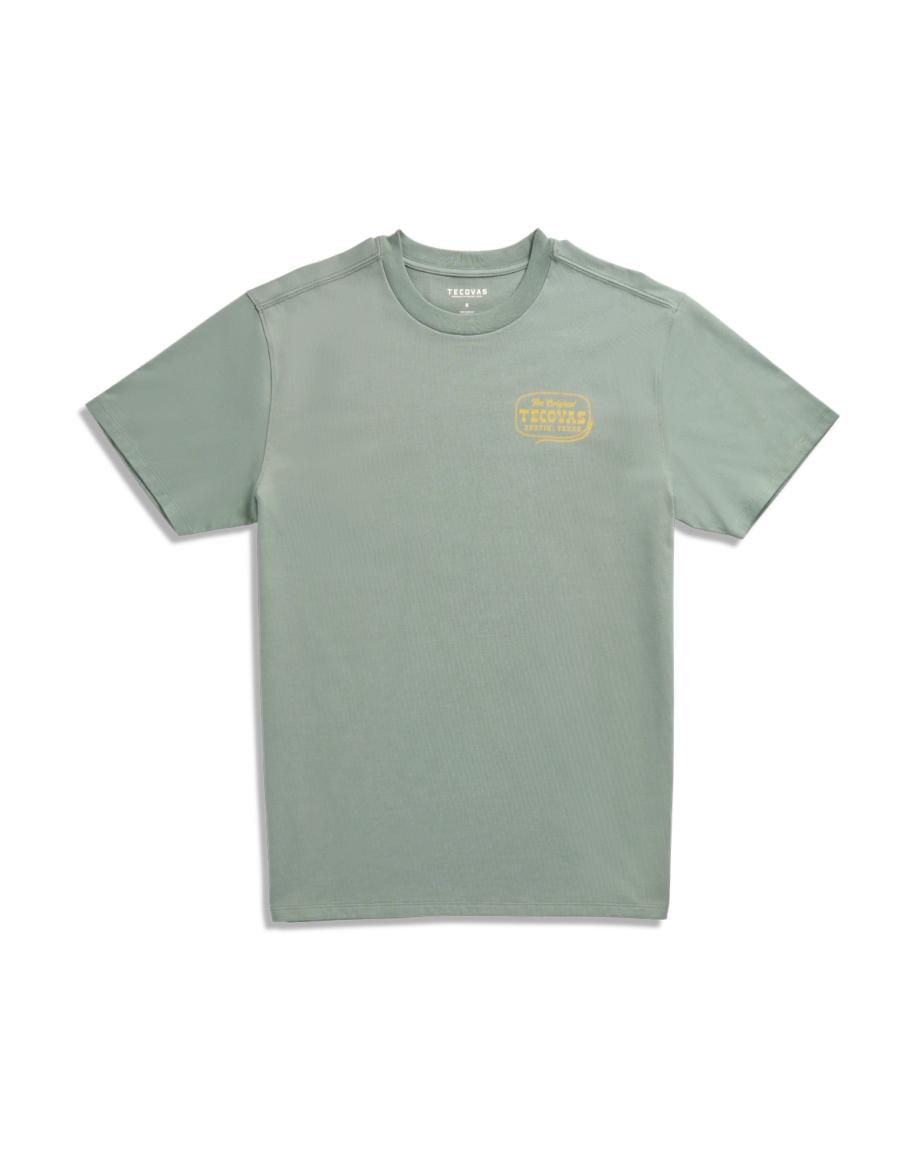 Front view of Men's Original Tecovas Rope Tee - Cactus / Yellow on plain background