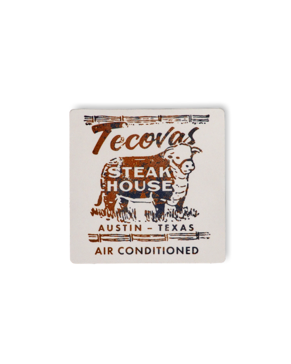 Front view of Steakhouse Sticker - Cream / Black on plain background