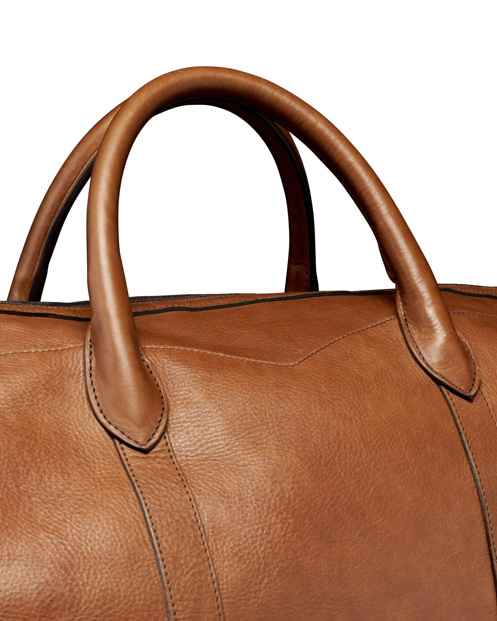 Closeup view of Lightweight Leather Duffle - Heritage Tan