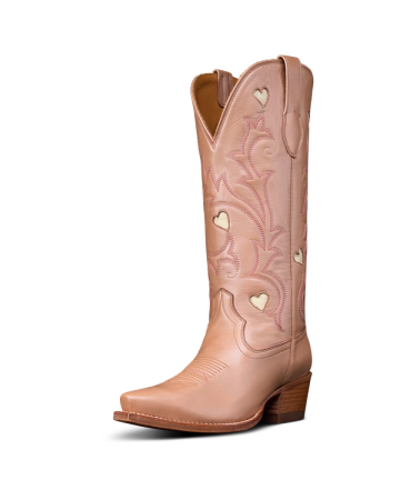 Quarterfront view of The Annie Hearts - Rose Gold Goat on plain background