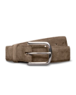 Front view of Men's Suede Belt II - Granite on plain background