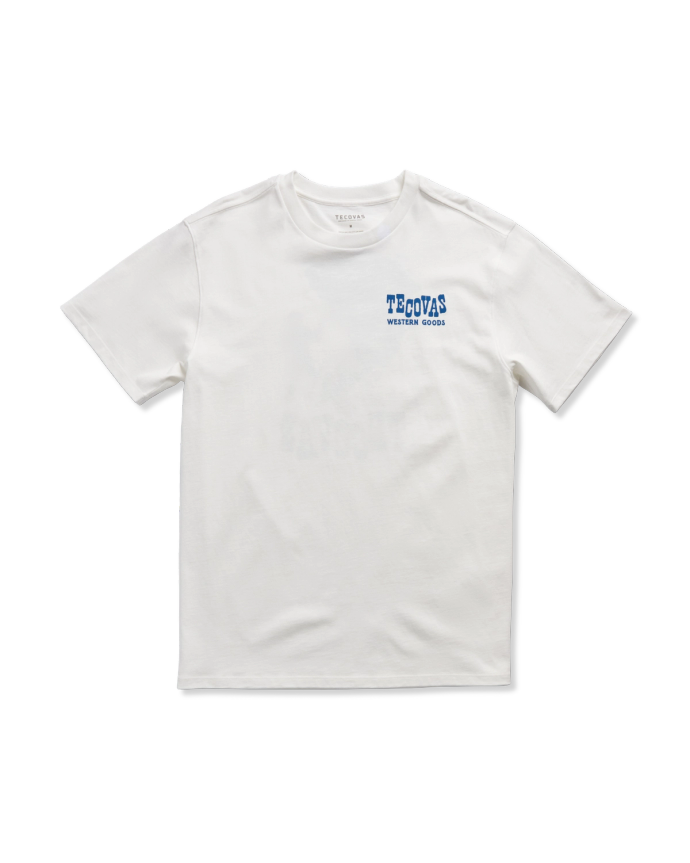 Front view of Men's Tornado Tee - White / Blue on plain background