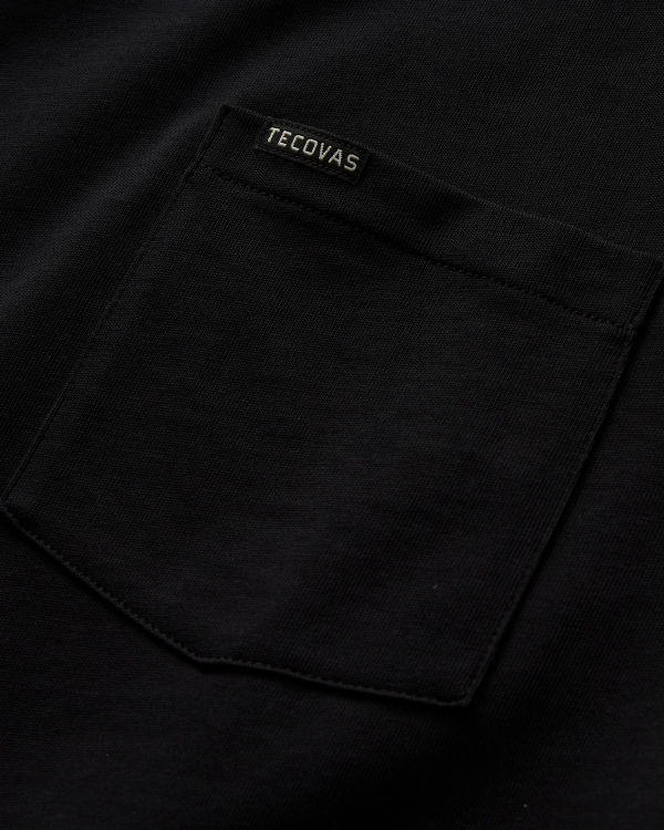 Closeup detail view of Long Sleeve Standard Issue Pocket Tee - Black