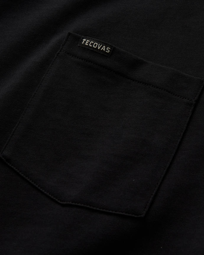 Closeup detail view of Long Sleeve Standard Issue Pocket Tee - Black