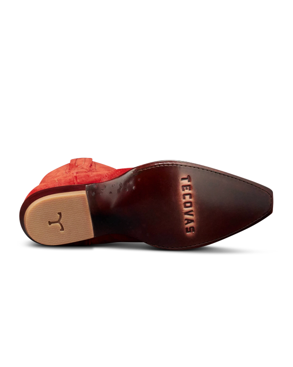 Sole view of The Lynn - Barn Red Suede on plain background