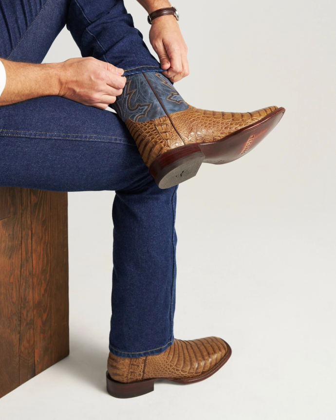 View of The William - Toffee/Navy Caiman