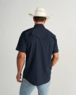 Closeup detail view of Men's Performance Western Pearl Snap SS - Navy